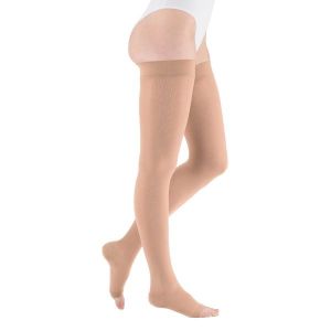 Calze autoreggenti plus corte Mediven Plus a punta aperta beige CL.2