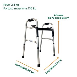 Deambulatore per anziani regolabile