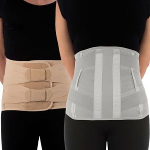 Corsetto semirigido lombosacrale alto con
rinforzi paravertebrali e 4 tiranti pelvici 2133