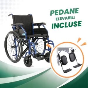 sedia a rotelle pieghevole con pedane elevabili incluse