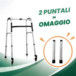Deambulatore regolabile Push Button con due ruote piroettanti 