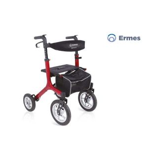 Deambulatore rollator pieghevole 4 ruote pneumatiche Rosso – Ermes