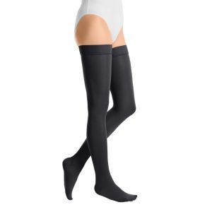 Calze autoreggenti elastiche Duomed Smooth nere a punta chiusa