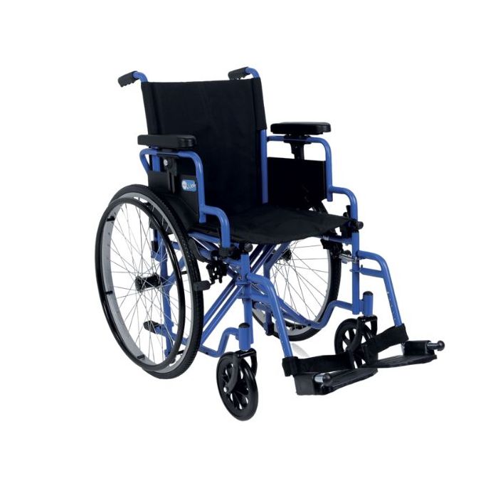Sedia a rotelle carrozzina pieghevole ad autospinta pedane regolabili in  altezza ribaltabili ed estraibili per anziani e disabil Larghezza Seduta 41  cm
