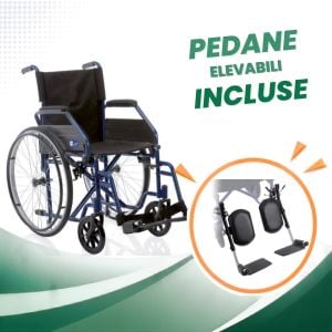 Carrozzina pieghevole CP102 con pedane elevabili incluse