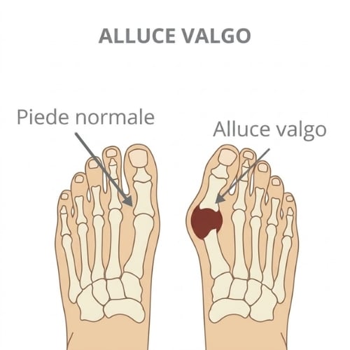 Alluce valgo: deformità del primo dito del piede che spinge verso l'interno, indicazione per scarpe ortopediche